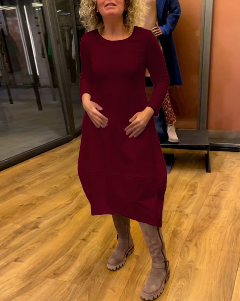 Clara | Jesenska midi obleka z žepi
