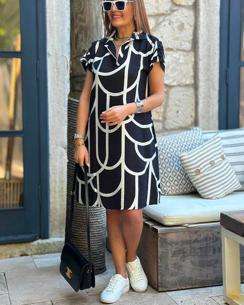Kamila | Elegantna midi obleka s kratkimi rokavi