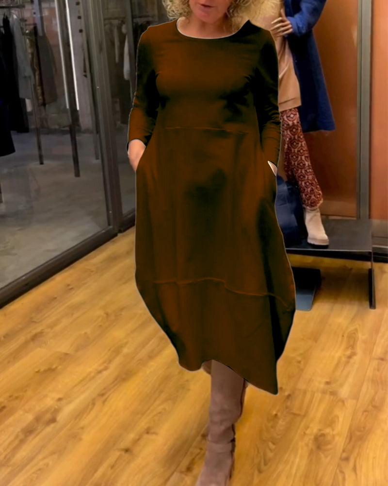 Clara | Jesenska midi obleka z žepi