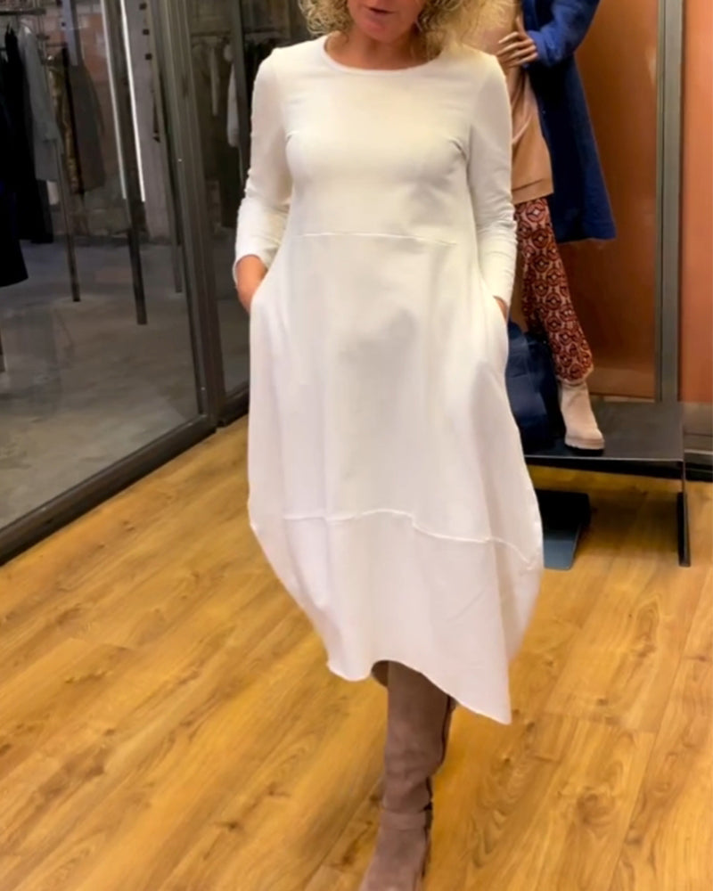 Clara | Jesenska midi obleka z žepi