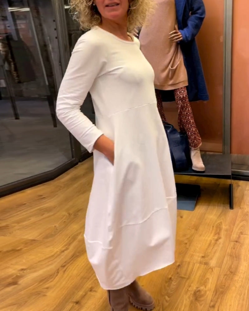 Clara | Jesenska midi obleka z žepi