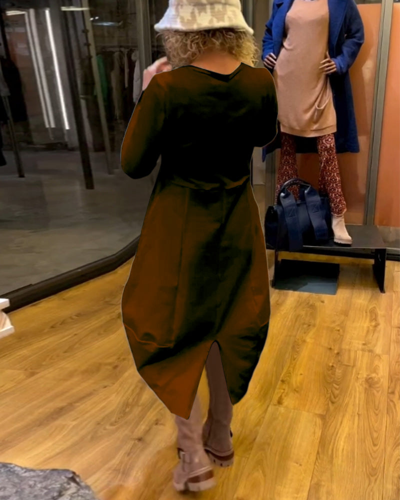 Clara | Jesenska midi obleka z žepi