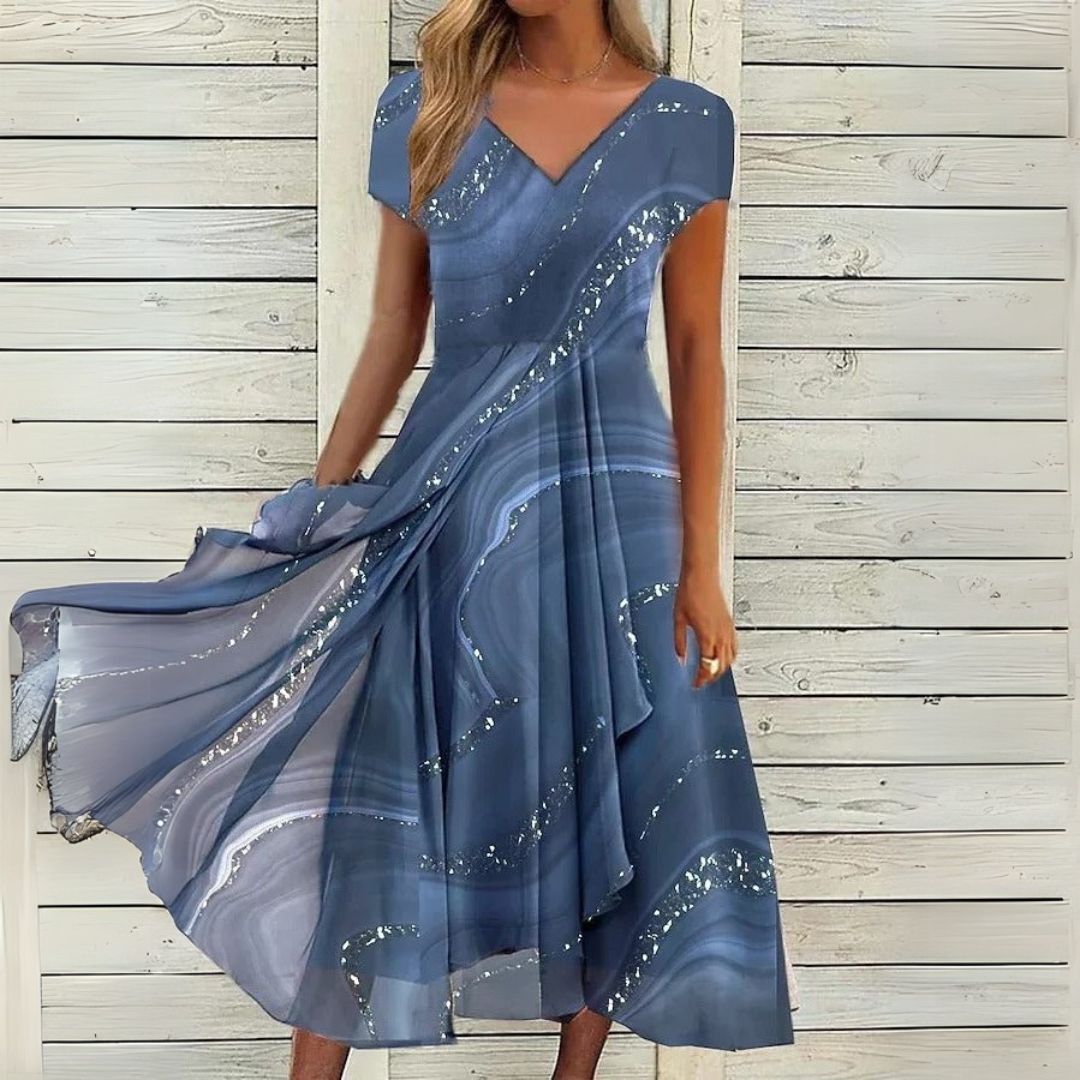 London | Elegantne midi obleke z V-izrezom