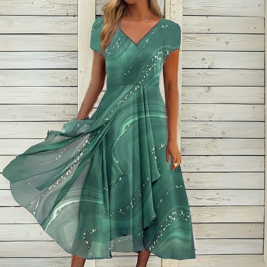London | Elegantne midi obleke z V-izrezom