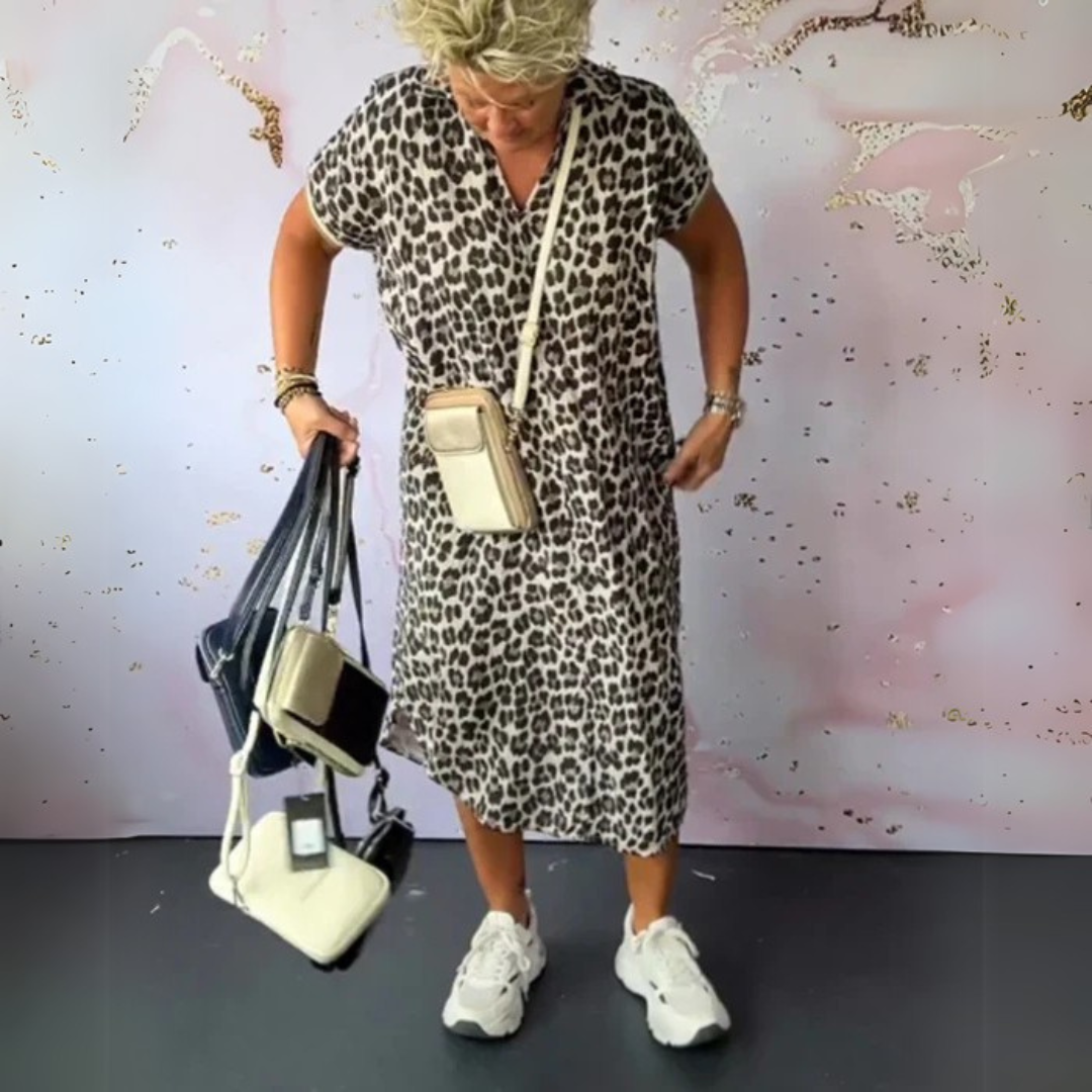 Natalie | Stilske leopardjeve midi obleke