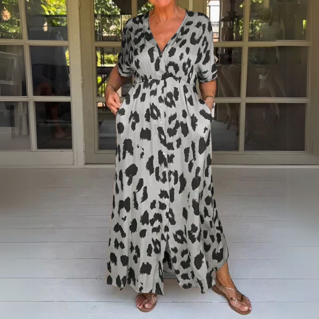 Penelope | Eleganten leopardji maxi oblek